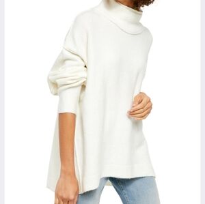 Free People Ivory Afterglow Mock Neck Sweater Sz M